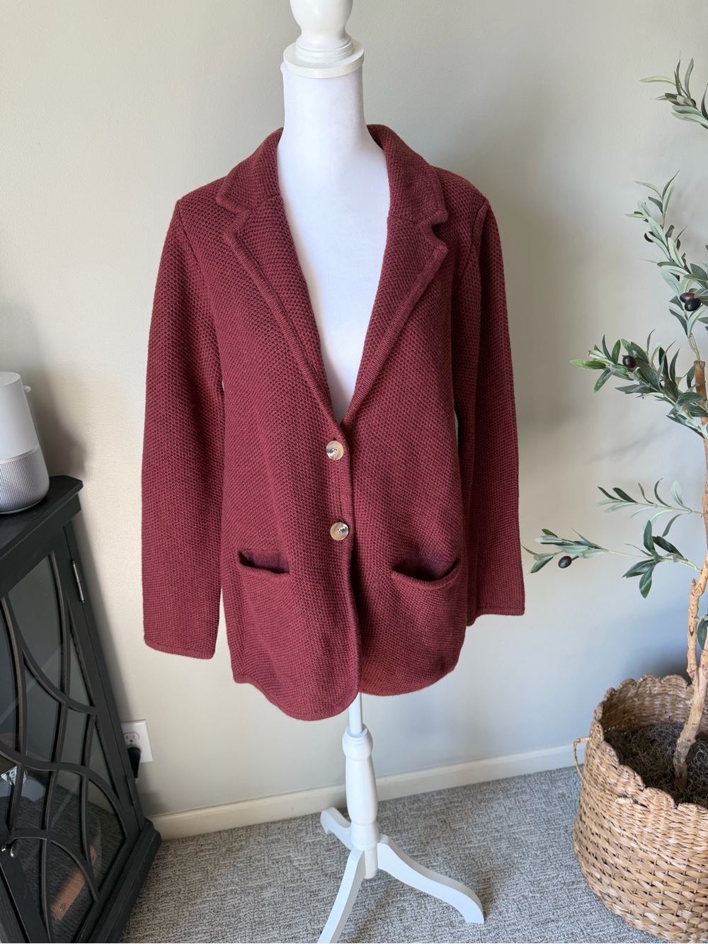 NEW Sundance Ivy League Knit Sweater Blazer Jacket Firebrick Red